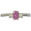 Modern Pink Sapphire and Diamond Platinum Three-Stone Ring