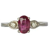 Vintage Ruby and Diamond Platinum Three-Stone Ring