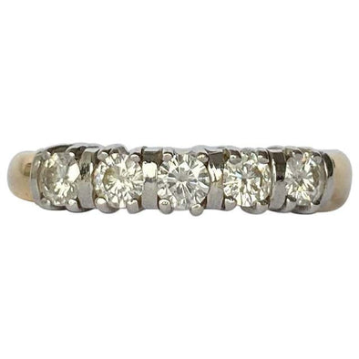 Vintage Diamond Five-Stone 18 Carat Gold Ring
