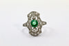 Art Deco Emerald and Diamond Panel Ring