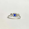 Art Deco Sapphire and Diamond and Platinum Three-Stone Ring