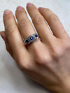 Edwardian Sapphire and Diamond 18 Carat Gold Triple Cluster Ring