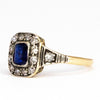 Edwardian Sapphire and Diamond 18 Carat Gold Cluster Ring