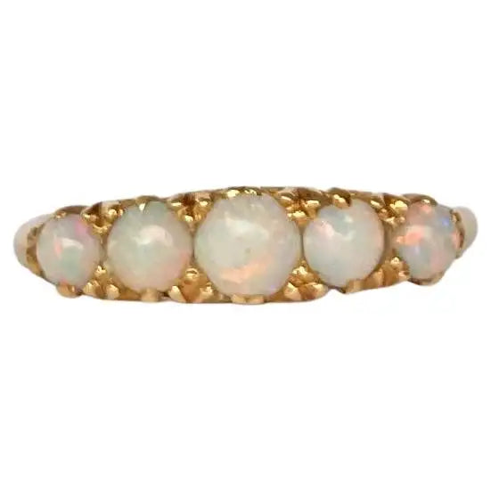 Art Deco Opal and 9 Carat Gold Five-Stone Ring