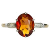 Art Deco Citrine and Diamond 18 Carat Gold Solitaire Ring
