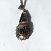 Art Deco White Sapphire and Amethyst Gold and Silver Pendant Necklace