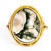 Vintage 9 Carat Gold Moss Agate Cabochon Ring