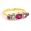 Art Deco 18 Carat Gold Diamond and Ruby Five-Stone Ring
